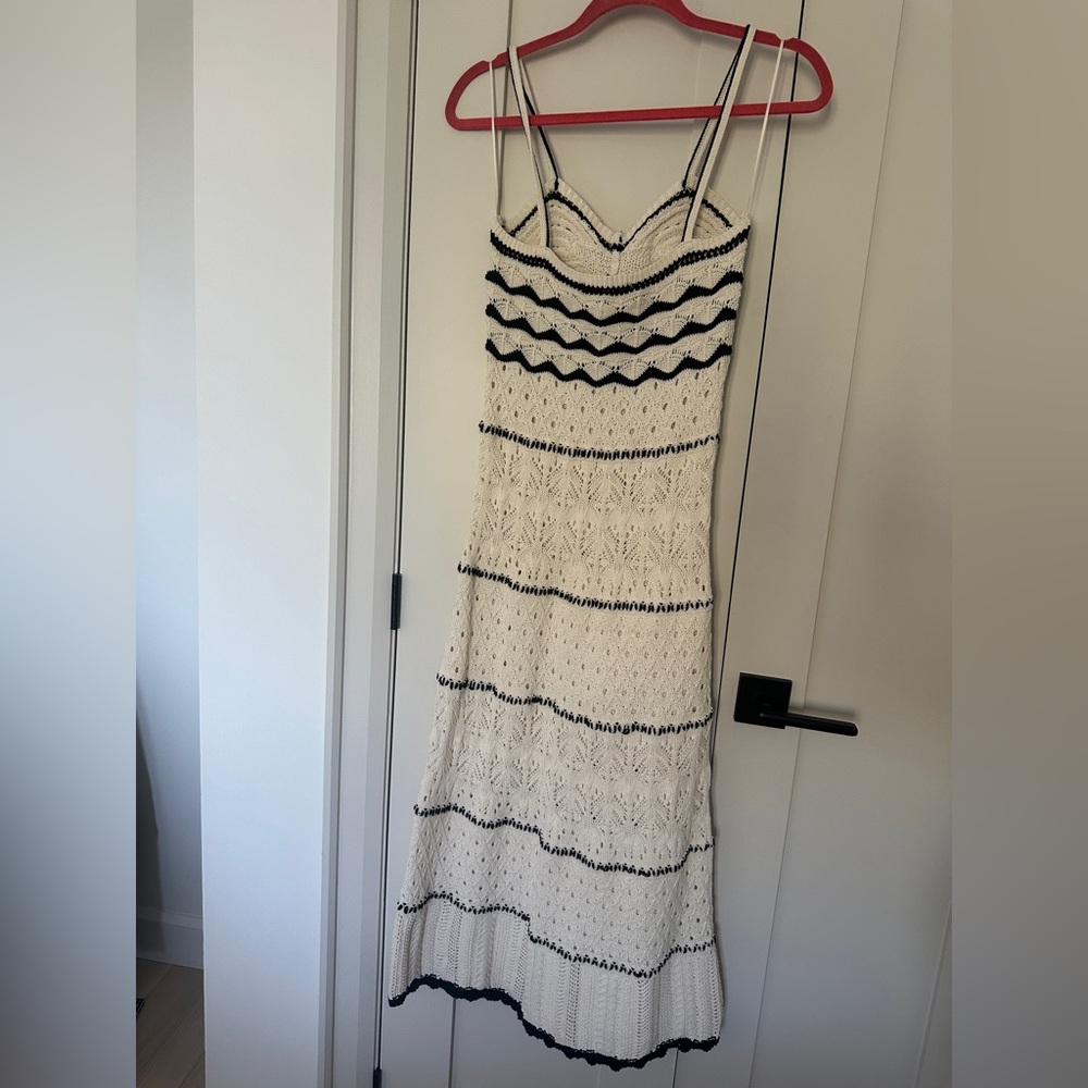 Zara Cream Crochet Maxi Dress with Black Accents - Picture 2 of 7